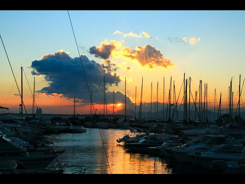 Ecran Plus Coucher De Soleil Sur Le Port De La Galice